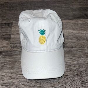 White Cap with Pineapple Embroidery